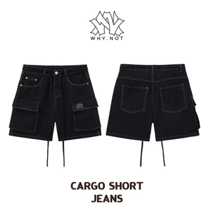 - Quần Short Jeans Nam Túi Hộp Cargo Short Jean Form Trên Gối, Quần Sooc Bò