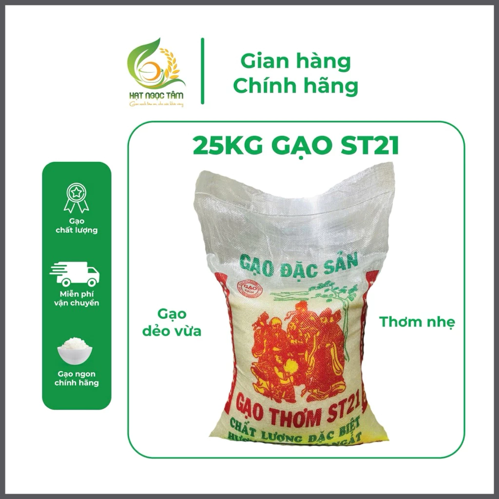 25 Kg Gạo ST21 Gạo Vụ Mới Dẻo Dai Thơm Nhẹ