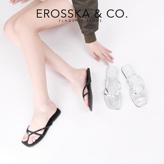 Erosska - Dép nữ đế bằng quai dây xỏ ngón kiểu dáng đơn giản màu bạc - DE075