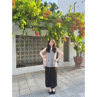 Áo caro babydoll thiết kế Ma Vie