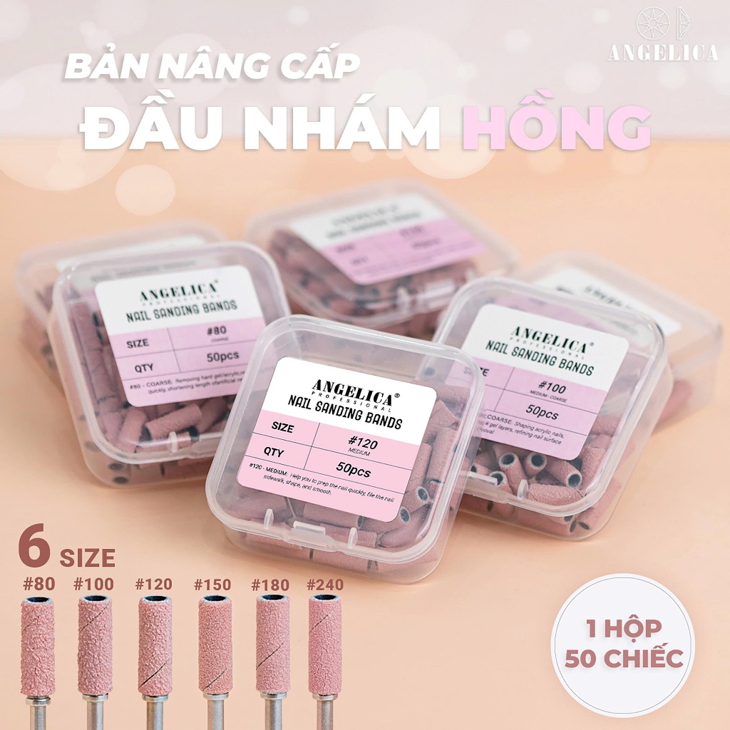 Combo Đầu Mài Nhám Hồng Angelica Kèm 1 Lõi Đầu Mài Trụ , Đầu Mài Nhám Mini Chuyên Dụng Làm Nail, Phụ Kiện Nail Cao Cấp