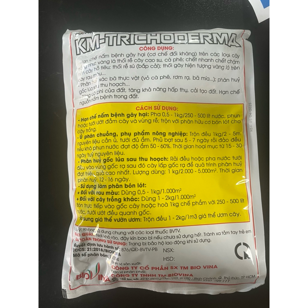 Men Nấm vi sinh TRICHODERMA Gói 1kg- Dùng ủ phân, phụ phẩm nông nghiệp