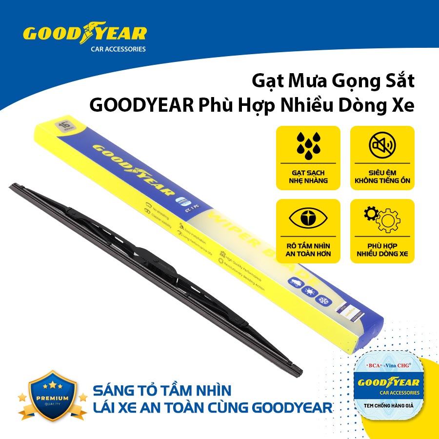 Gạt Mưa Gọng Sắt Ô Tô GOODYEAR Phù Hợp Cho Nhiều Dòng Xe Thông Dụng