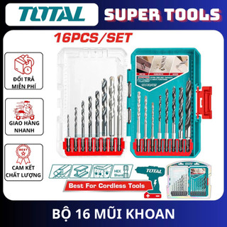 TOTAL Bộ 16 mũi khoan kim loại, bê tông và gỗ chui lục giác TACSDL11608