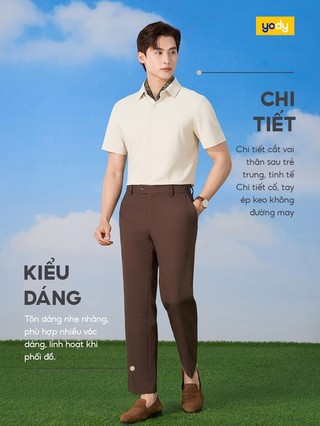 Áo sơ mi nam YODY cộc tay Business Casual không đường may dáng suông dễ mặc MOSH25S063