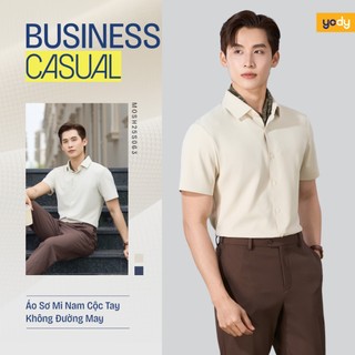 [BST MỚI] Áo sơ mi nam YODY cộc tay Business Casual không đường may TRA- MOSH25S063