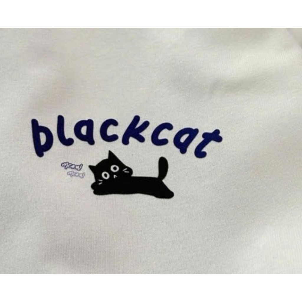Áo phông form rộng tay lỡ chất vải cotton- chữ Blackcat