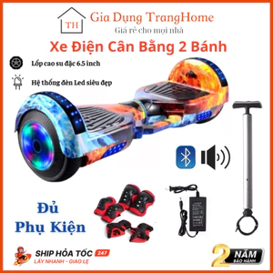 Xe Cân Bằng Điện, Xe Điện Cân Bằng 2 bánh lớn 6.5 inch - Nhạc - Bluetooth tặng miếng bảo vệ + tay cầm cao cấp