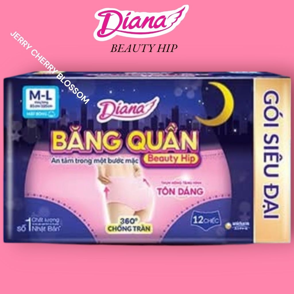 1 gói Băng vệ sinh dạng quần Diana Beauty hip size ML 12 miếng [vòng hông 85-105cm]