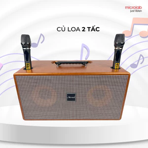 LOA KARAOKE DI ĐỘNG MICROTEK XT-190PRO Hình Chữ Nhật 2 Tấc Kèm Mic, Màu Vàng Nhũ, Loa Gỗ Lót