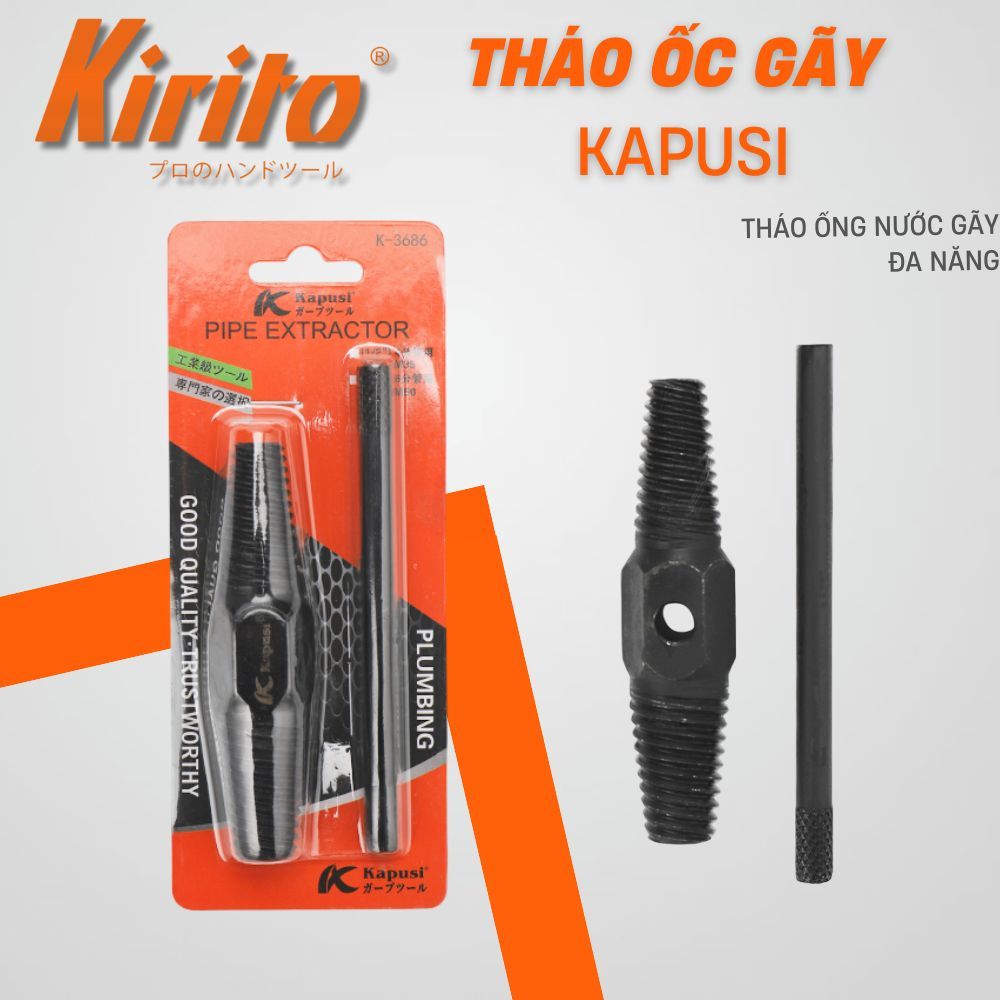 Kapusi – Mũi Tháo Ống Nước Bị Gãy 2 Đầu + Tay Vặn | Thép Cứng, Bền, Dễ Dùng