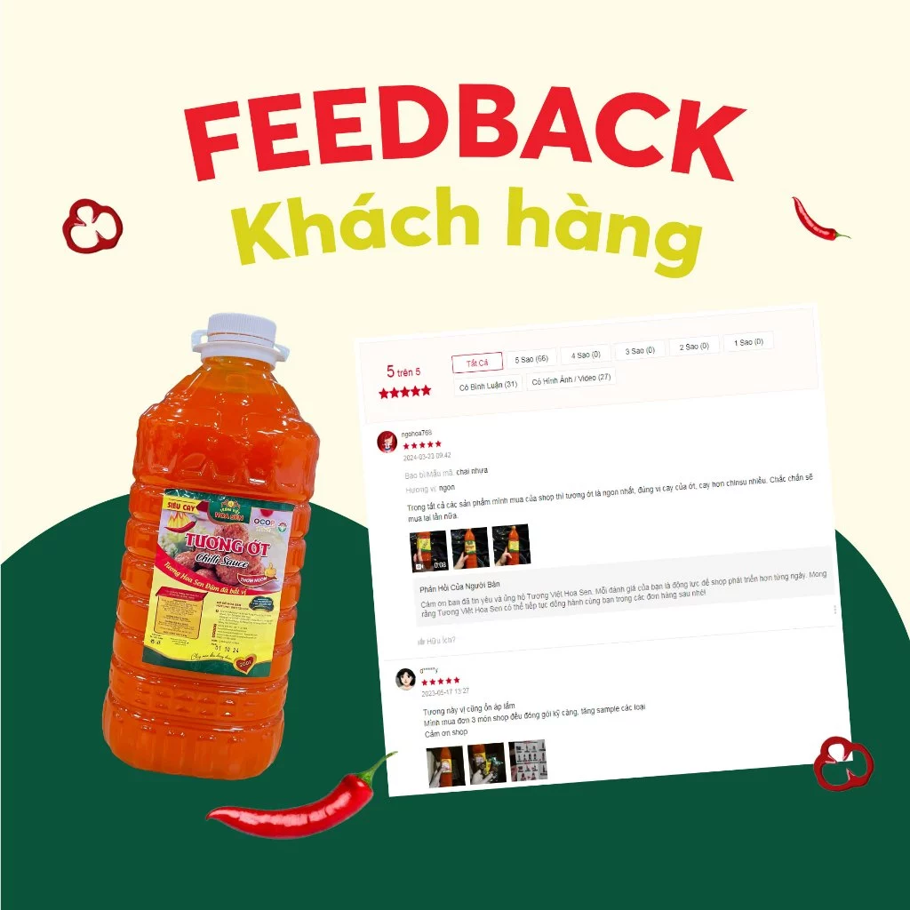 Tương Ớt Bình Pet 4,2kg - Tương Việt Hoa Sen - Đậm đà bắt vị