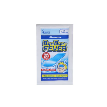 Miếng dán hạ sốt ByeBye Fever làm mát, giảm sốt, giảm đau cho trẻ em (gói 2 miếng)