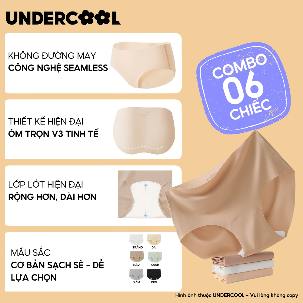 Set 6 Quần Lót Nữ Không Đường May UNDERCOOL Chất Su non, Không Lộ Viền,Co Giãn Tốt Không Hằn, Mặc Cực Thoải Mái QL15