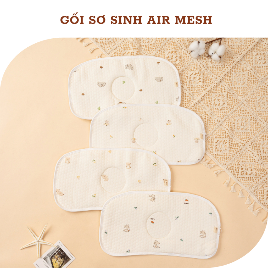 Gối sơ sinh Mỏng Chất Cotton Trần Bông Unbee Cho Bé Sơ Sinh