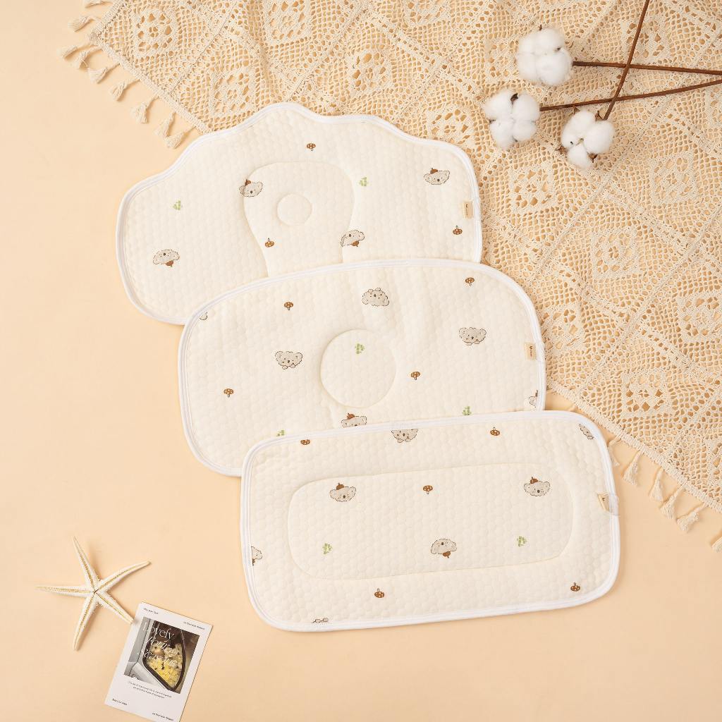 Gối sơ sinh Mỏng Chất Cotton Trần Bông Unbee Cho Bé Sơ Sinh