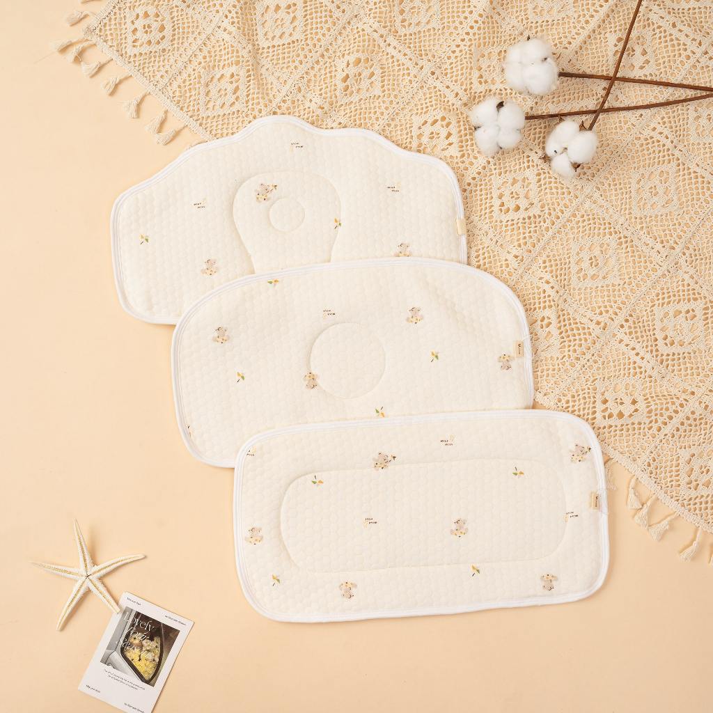 Gối sơ sinh Mỏng Chất Cotton Trần Bông Unbee Cho Bé Sơ Sinh