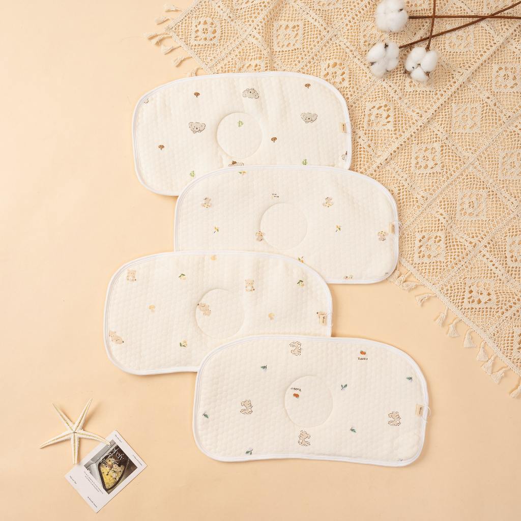 Gối sơ sinh Mỏng Chất Cotton Trần Bông Unbee Cho Bé Sơ Sinh