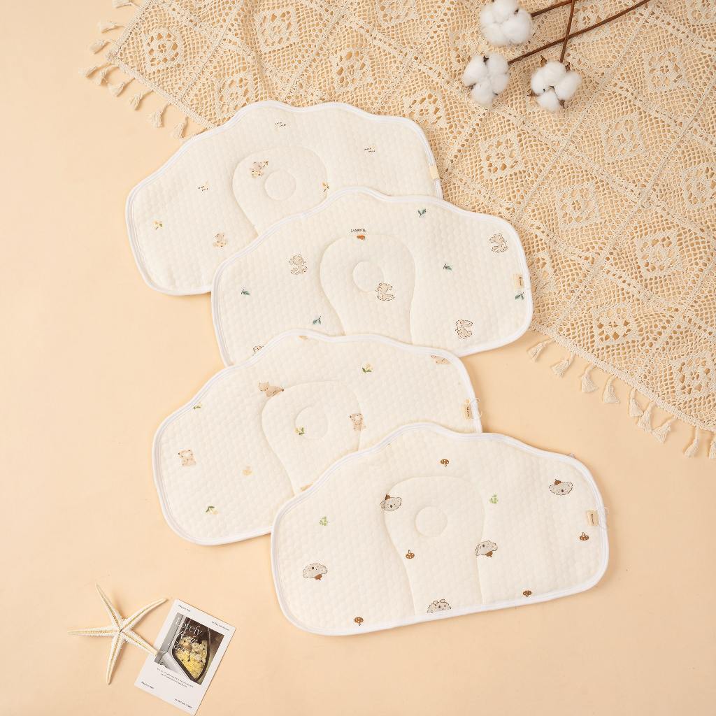 Gối sơ sinh Mỏng Chất Cotton Trần Bông Unbee Cho Bé Sơ Sinh