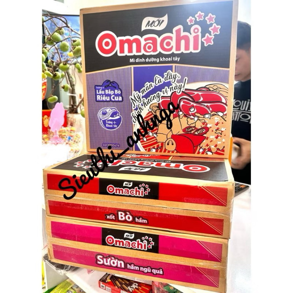 Thùng Mì Khoai Tây Omachi Sườn/Bò hầm/Hương Vị Riêu Cua Bắp Bò 30 gói x ...