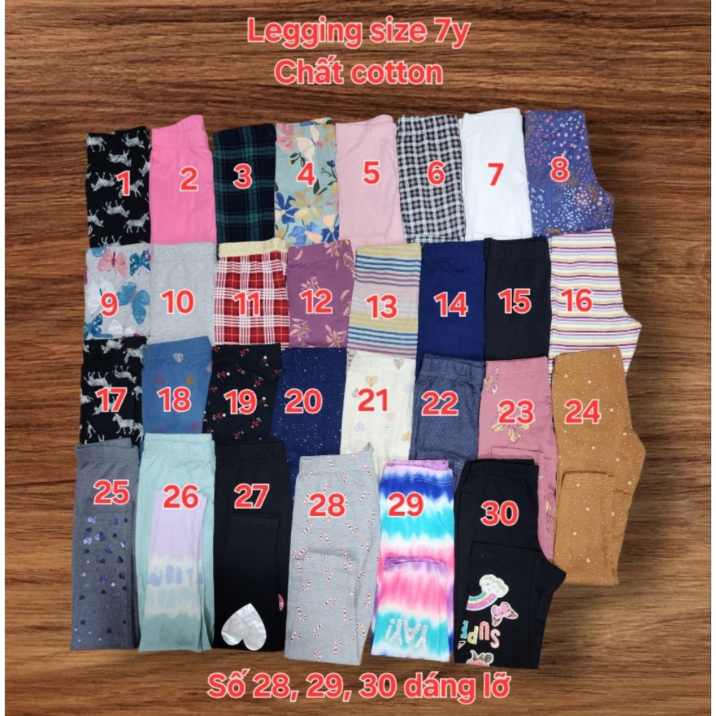 Quần legging bé gái xuất dư ( Size 7y = 20-22kg ) | Shopee Việt Nam