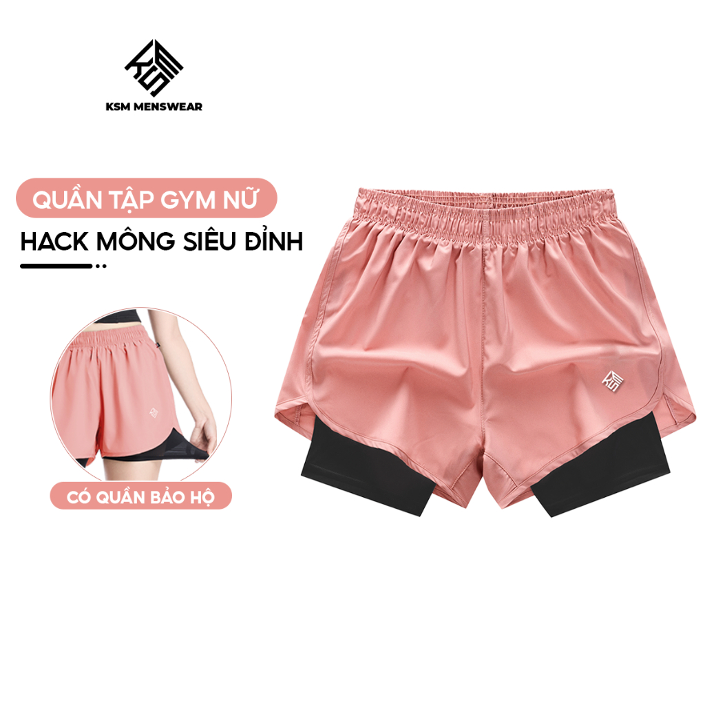 Quần Đùi Short Thể Thao Ngắn 2 Lớp Nữ KSM Vải Mỏng Nhẹ Mát Mau KhôTập Aerobic, Chạy Bộ, Bơi Lội Q271