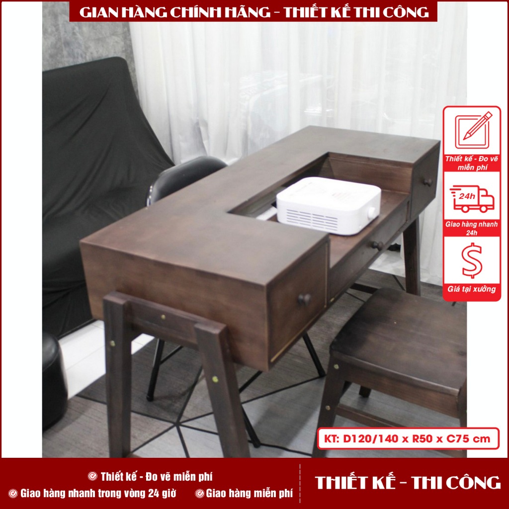 Bàn Làm Nail Gỗ Thông Tự Nhiên NAIL_02 | BigBuy360 - bigbuy360.vn