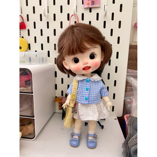 Set áo sơ xanh mi chân váy size dian mập,cừu bé,naibao,6nhỏ(size khác vui lòng ib shop)