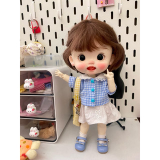 Set áo sơ xanh mi chân váy size dian mập,cừu bé,naibao,6nhỏ(size khác vui lòng ib shop)