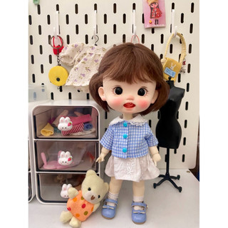 Set áo sơ xanh mi chân váy size dian mập,cừu bé,naibao,6nhỏ(size khác vui lòng ib shop)