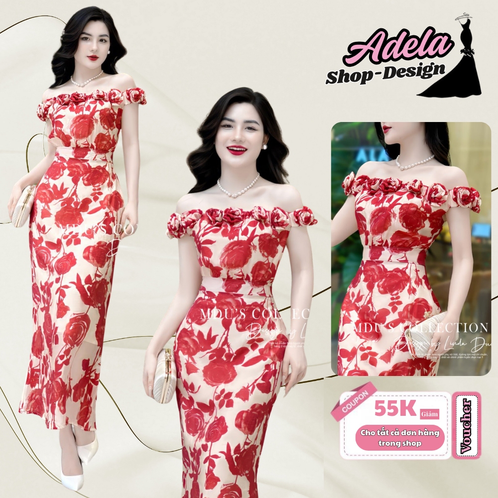 Váy Tơ Hàn ADELA DESIGN Thiết Kế Gam Màu Lạ Mắt, Dáng Ôm Body Cuốn Hút MDU4236