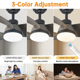 GOGEOUS 24inch quạt trần nhỏ phòng ngủ 5 lá mini/không gian nhỏ quạt trần kèm đèn 62cm quạt trần đèn