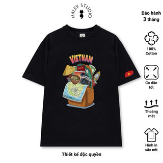 [DU LỊCH VIỆT NAM] Áo thun Unisex form rộng tay lỡ in hình balo du lịch chất Cotton Premium nam nữ