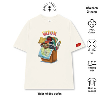 [DU LỊCH VIỆT NAM] Áo thun Unisex form rộng tay lỡ in hình balo du lịch chất Cotton Premium nam nữ