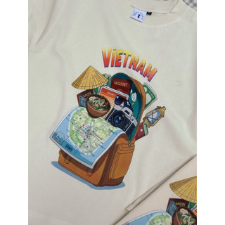 [DU LỊCH VIỆT NAM] Áo thun Unisex form rộng tay lỡ in hình balo du lịch chất Cotton Premium nam nữ