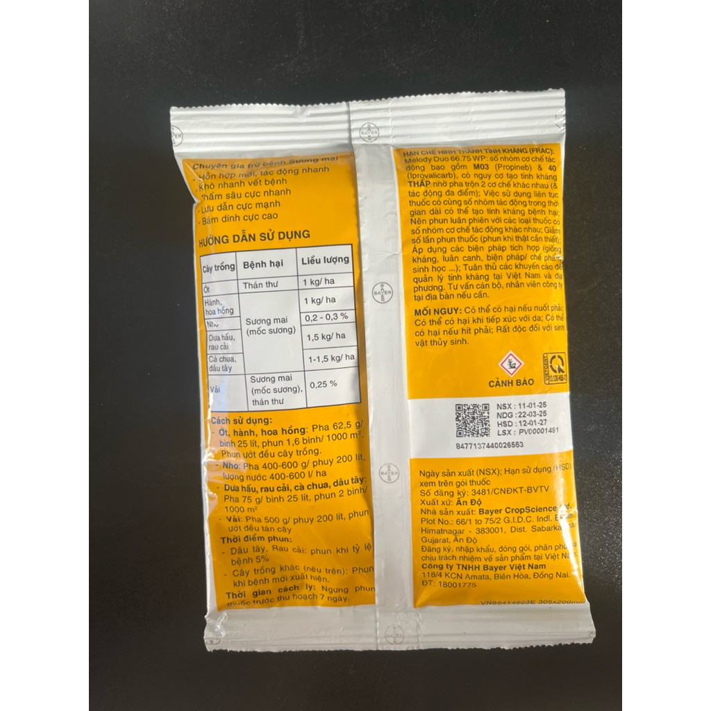 Melody Bayer ( gói 100g) - Trừ bệnh sương mai, thán thư- Hỗ trợ cây trồng