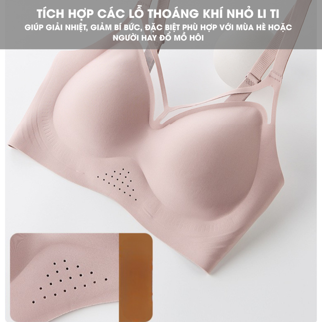 Áo ngực nữ nâng ngực Callalady mút độn tạo khe che mỡ lưng chất đúc su không đường may không lộ viền thông thoáng AN08