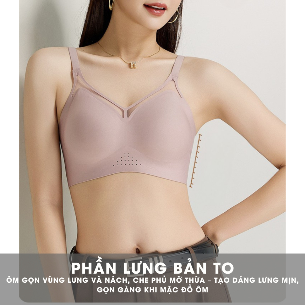 Áo ngực nữ nâng ngực Callalady mút độn tạo khe che mỡ lưng chất đúc su không đường may không lộ viền thông thoáng AN08