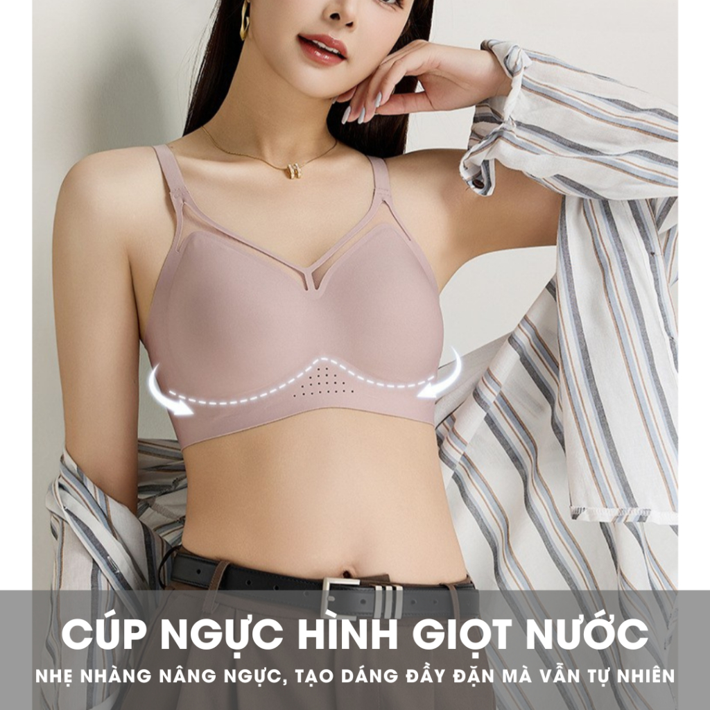 Áo ngực nữ nâng ngực Callalady mút độn tạo khe che mỡ lưng chất đúc su không đường may không lộ viền thông thoáng AN08
