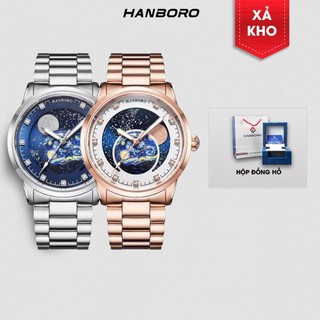 Đồng Hồ HANBORO G-88934 Trái Đất Nhỏ Bé Chính Hãng Dây kim loai | Tặng kèm bóp đựng đồng hồ
