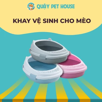 Khay vệ sinh cho mèo, thau đựng cát vệ sinh cho mèo có kèm xẻng hình tai mèo xinh xắn 2 size L-XL