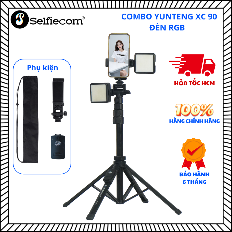 Combo Gậy Yunteng XC 90 và Đèn Trợ Sáng RGB - Phụ Kiện Livestream, Chụp Ảnh, Quay Video Và Du Lịch