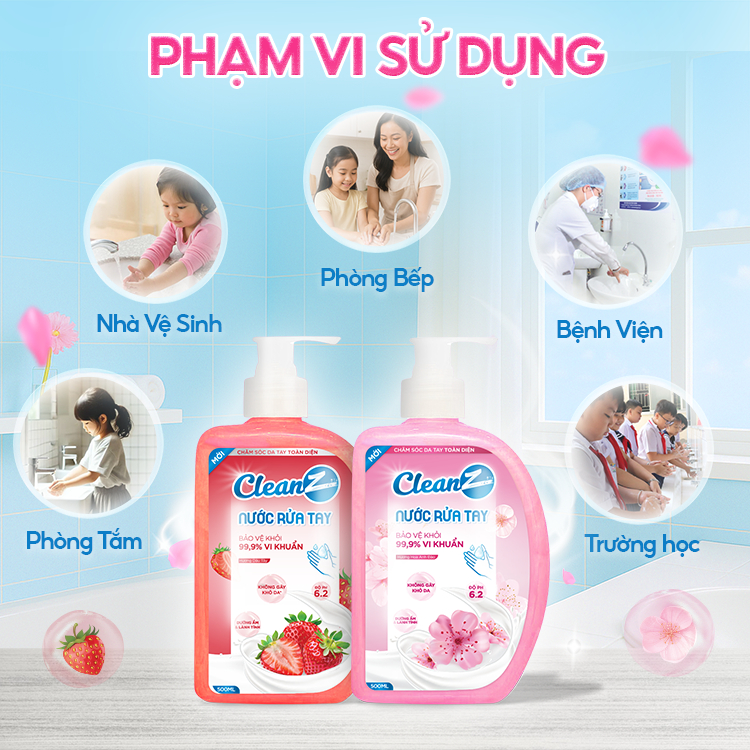 Nước rửa tay CleanZ bảo vệ khỏi vi khuẩn, an toàn mềm mại cho da tay 500ml