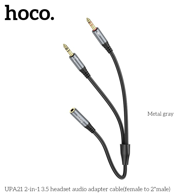 Cáp Gộp Audio & Mic Sang Tai Nghe 3.5mm Chính Hãng Hoco UPA21 -Support Âm Thanh Hifi - 3.5 Audio Female to 2 Male | BigBuy360 - bigbuy360.vn