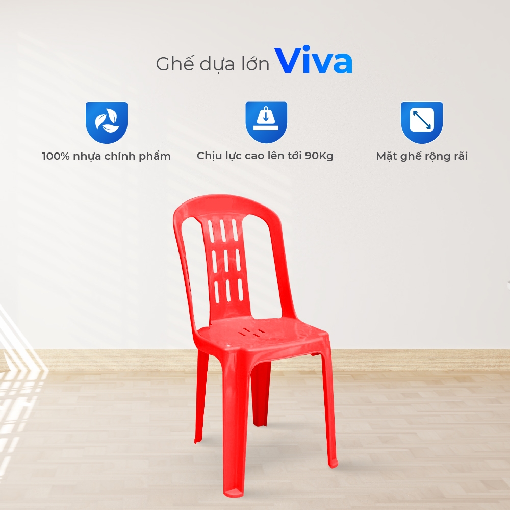 Ghế nhựa tựa lưng Viva QUI PHÚC, size lớn, combo 4,6,10 ghế, hiện đại, tiện lợi, chống trượt, chắc chắn, an toàn