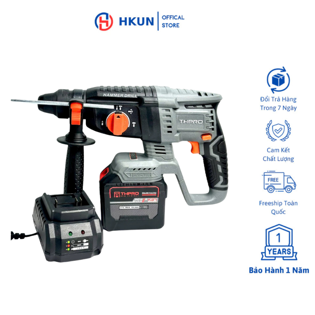 Máy Khoan Bê Tông Pin THPRO TH2606PRO Động Cơ Lõi Đồng Chân Pin Phổ Thông