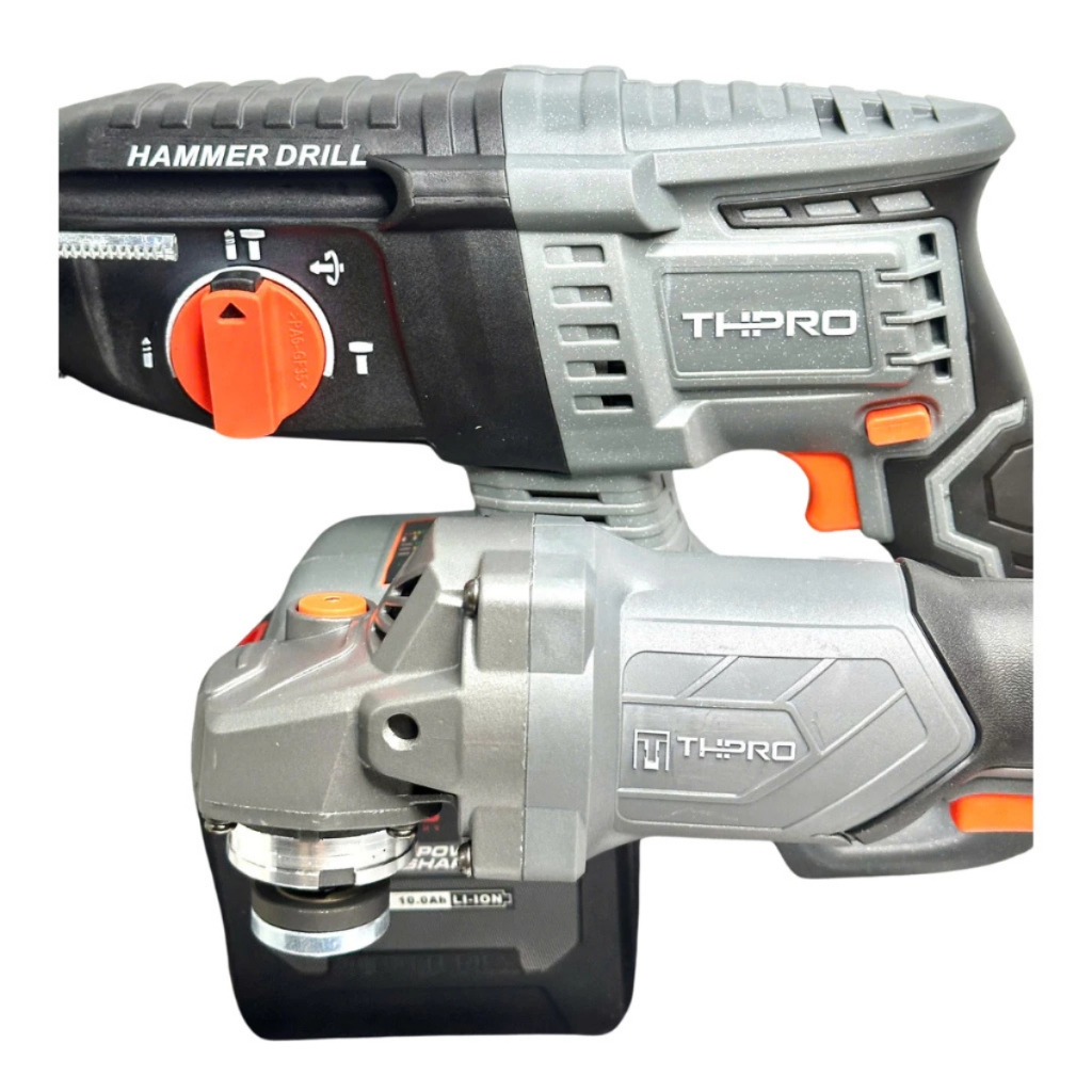 Combo Máy Khoan Bê Tông TH2606PRO, Máy Mài F1 Kèm 2Pin 20Cell Sạc - Động Cơ Lõi Đồng, Chân Pin Phổ Thông