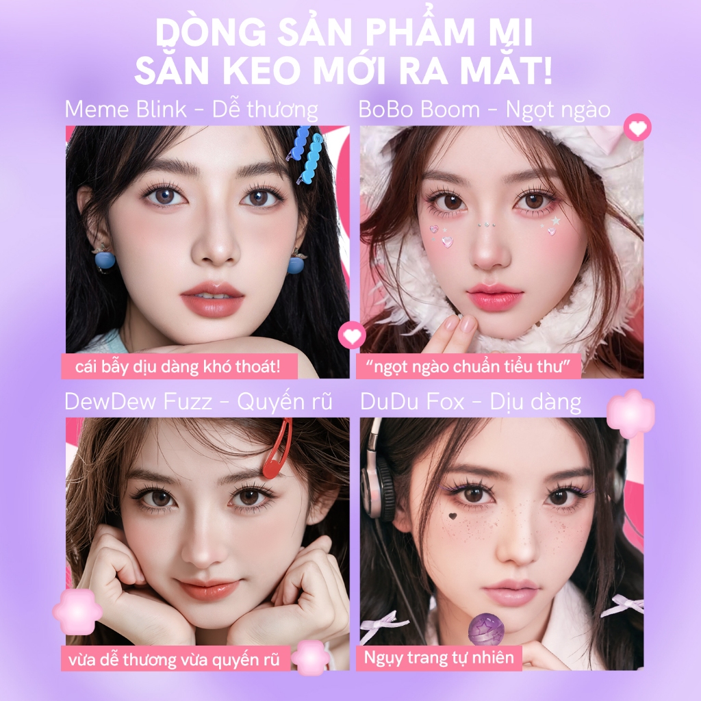 MLEN DIARY Lông Mi Giả Tự Dính BST Mới Được Cải Tiến Cụm Mi Giả Tự Nhiên Có Thể Tái Sử Dụng