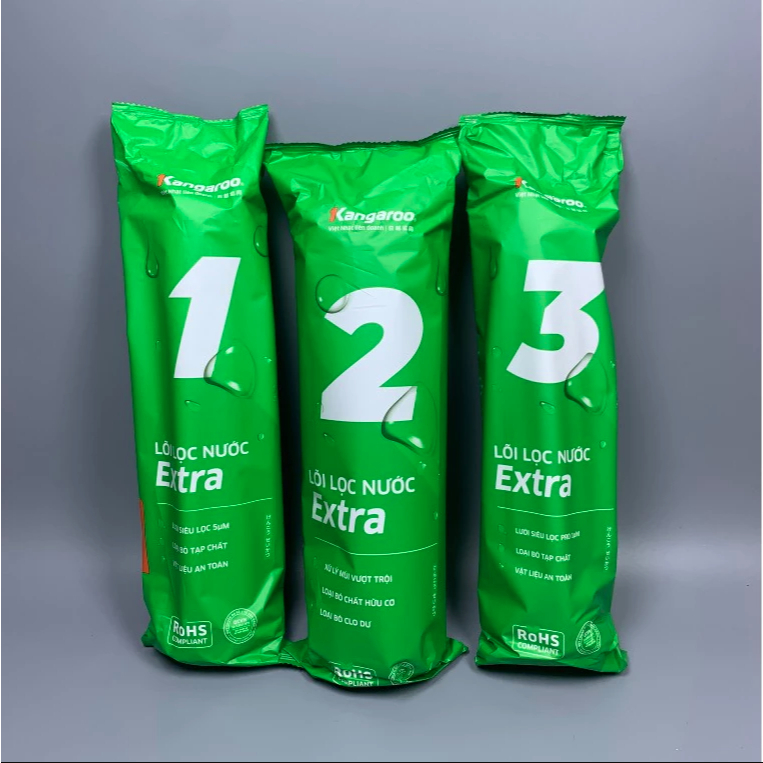 Combo 4 Lõi Lọc Nước Kangaroo ( Bộ lọc thô số 1,2,3 + lõi số 1) Cho Máy Lọc Nước RO
