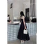 Set Váy maxi ren dài xòe phối áo gile cổ vest chun lưng buộc nơ cổ sang trọng đi tiệc cưới